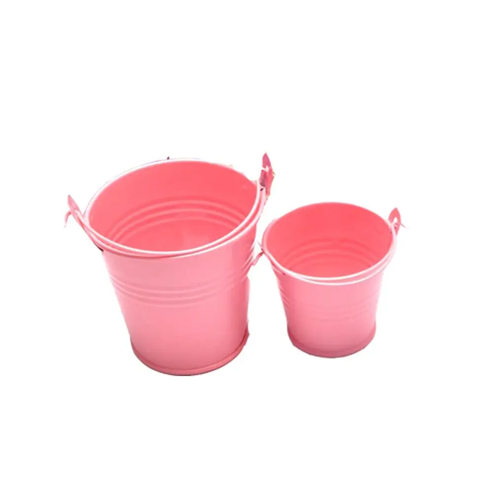 Pink Жестяное маленькое металлическое ведро цветочные горшки домашние декоративные мини железные ведра железные плантаторы для свадебной вечеринки украшения для дома - Цвет: Pink