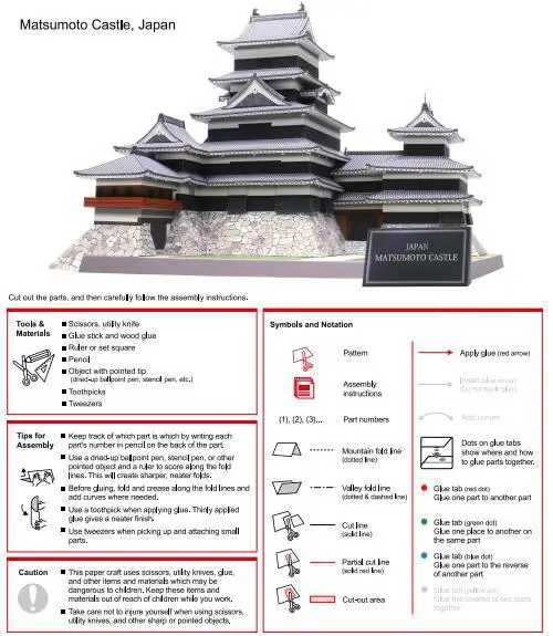 Японский замок Matsumoto, архитектурная бумага для моделирования, модель ручной работы, ручная работа