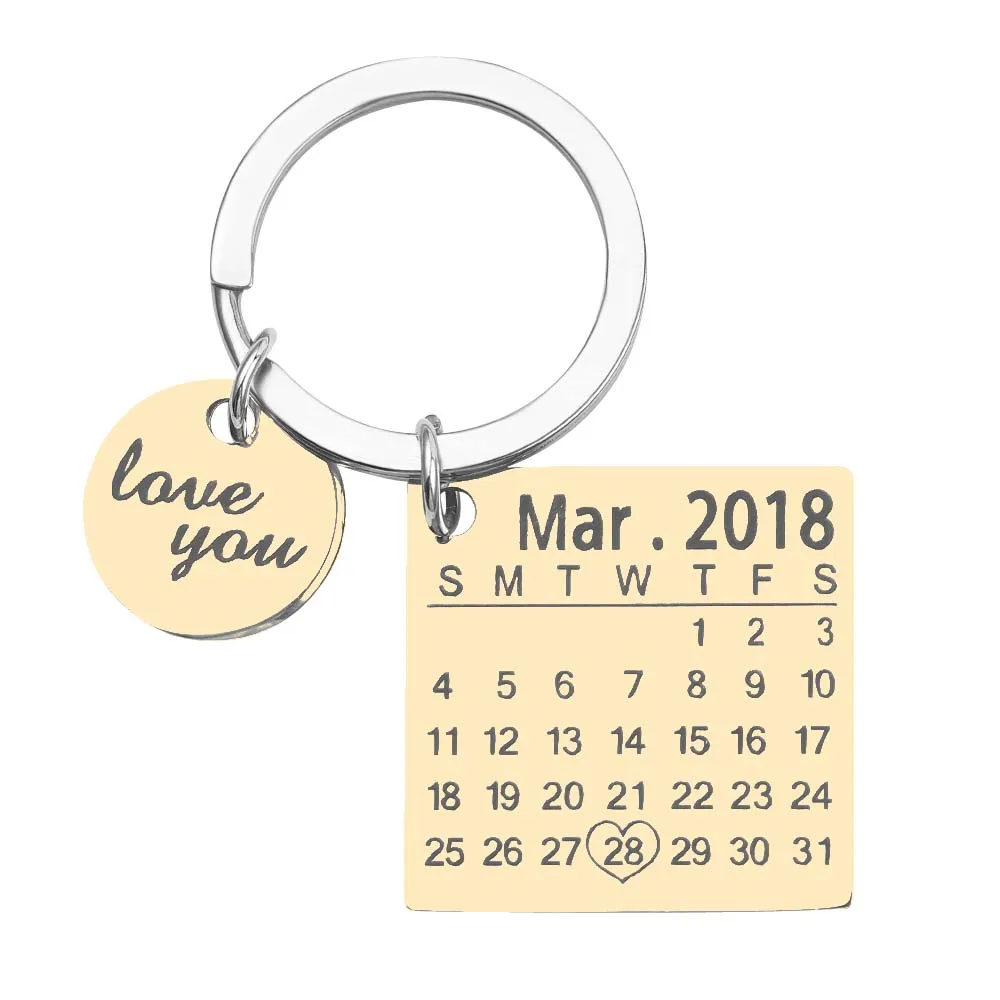 

Custom Keychains Personalized Calendar Key Rings Engraved Name Logo Key Chain Custom Jewelry For Man Woman Birthday Gifts