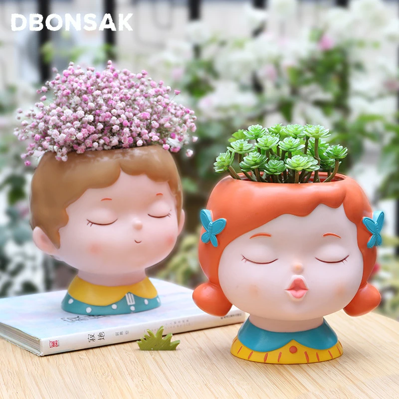 Цветочный горшок с человеческим лицом мультяшный Maneki Neko цветочный для мальчиков