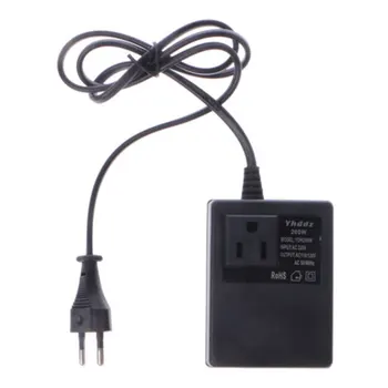 

220V To 110V EU Plug Travel 50HZ Black Convert 200W Plastic Durable Step Down Power Adapter