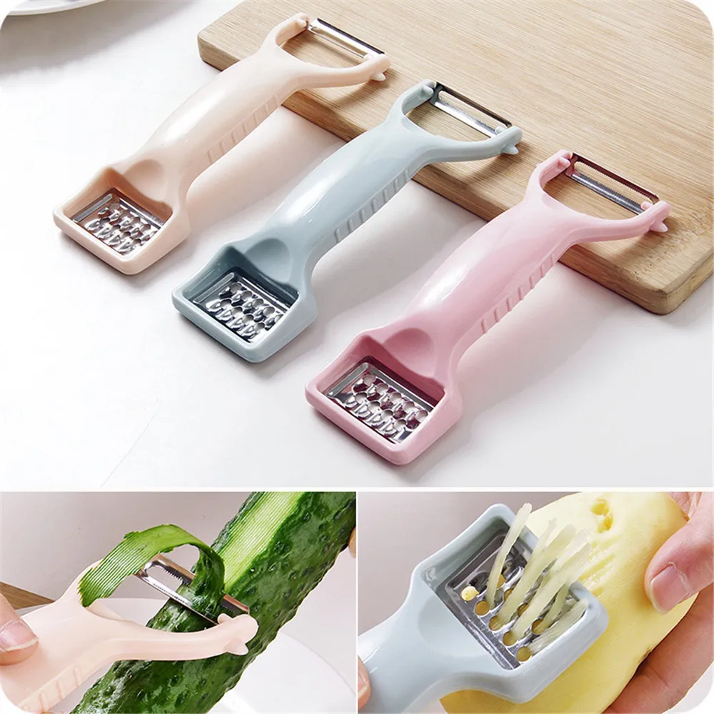

Multifunctional Portable Vegetables Fruit Julienne Peeler Double Head Stainless Steel Grater 2 In 1 New Arrival