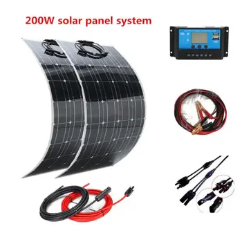 

18V Solar Panel 200W Mono Panel Solar crystalline solar cell home use pv fotovoltaico power system kit
