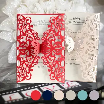 

10pcs Vertical Laser Cut Butterfly Invitations Cards Kits European Style Invitations Party Holiday Greeting Card Cover