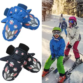 

Kids Winter Warm Ski Gloves Boys/Girls Sports Waterproof Non-slip Snow Mittens Extended Skiing Gloves Windproof Wrist A8Q3