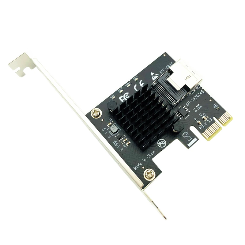 Chia Mining PCIe-Mini SAS 8087 4 포트 SATA 3 6Gb SSD 어댑터 PCI-e PCI Express X1 컨트롤러 확장 카드 라이저 카드 추가
