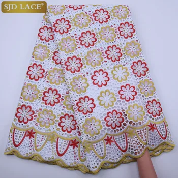 

SJD LACE Hot Selling Swiss Cotton Lace In Switzerland High Quality African Dry Lace Fabric With Stone For Wedding Dress Sew1797B