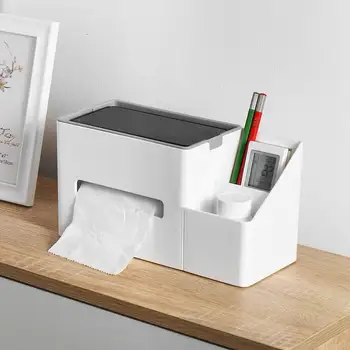 

Multi-function Plastic Tissue Box Phone Shelf Conditioner TV Remote Control Holder Home Office Storage Boxes Tissue Dispenser