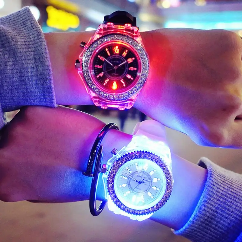 

Relogio Feminino LED Light Flash Luminous Watch Students Lovers Woman Men's Watches Colors Light WristWatch relogio masculino