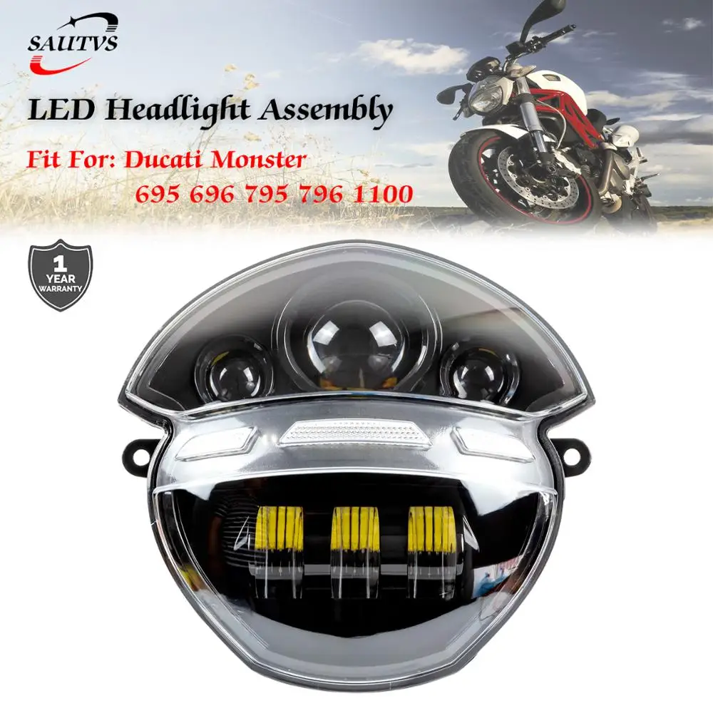 SAUTVS LED Headlight For Ducati Monster 695 696 795 796 1100 1100S M1000 Head Lamp Replacement |