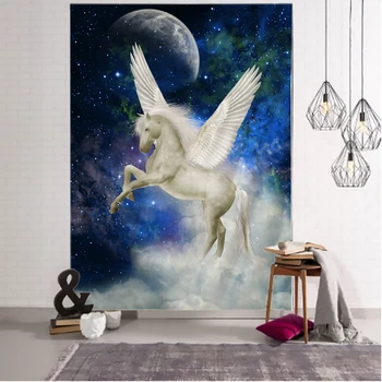 

Pegasus Horse Tapestry Wall Hanging Starry Universe Psychedelic Wall Tapestry Bohemian Mandala Hippie Bedroom Tapestry