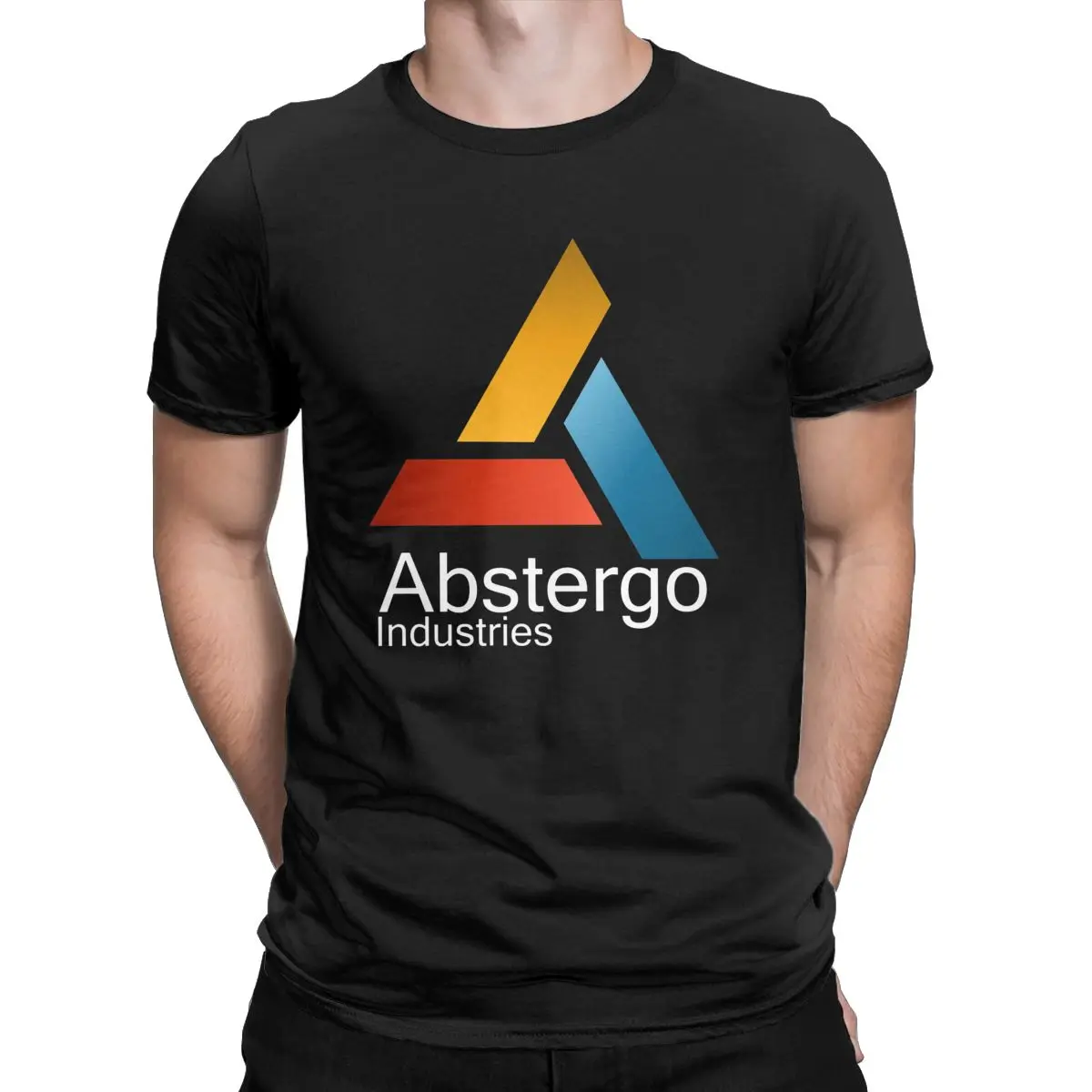 Мужская футболка Abstergo Industries, новинка, хлопковые футболки с коротким рукавом, Готическая игра Assassins Creed, футболка с круглым вырезом, одежда с принтом - Цвет: Черный