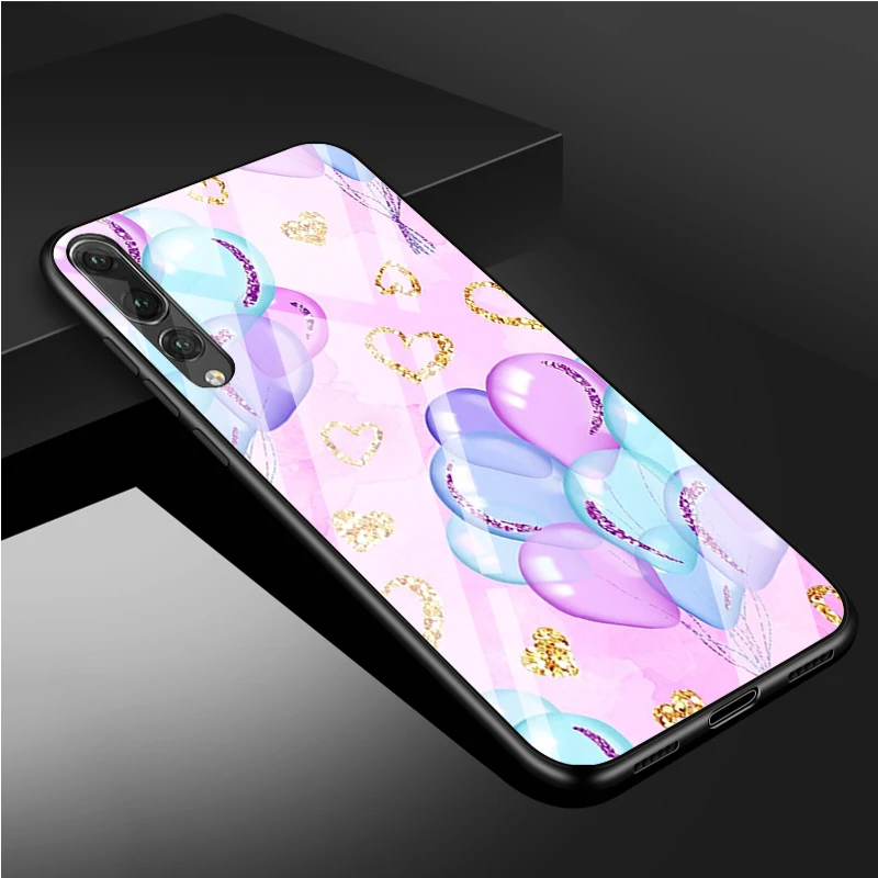 phone case for huawei Balloon Tempered Glass Phone Case For Huawei P20 P30 P40 P40 Lite Pro Psmart Mate 20 30 Cover Shell phone case for huawei
