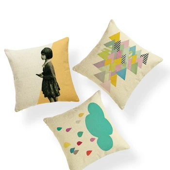 

Classic Fashion Pillowcase Balloon Teapot Geometric Deer Cactus Lightning Sofa Decorative Cushion Cover Polyester Linen Pillow