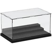 1pc 3 Steps Display Case/Box Dustproof ShowCase Gray Base For Blocks Acrylic Plastic Display Box Case 25.5X15.5X13.8cm