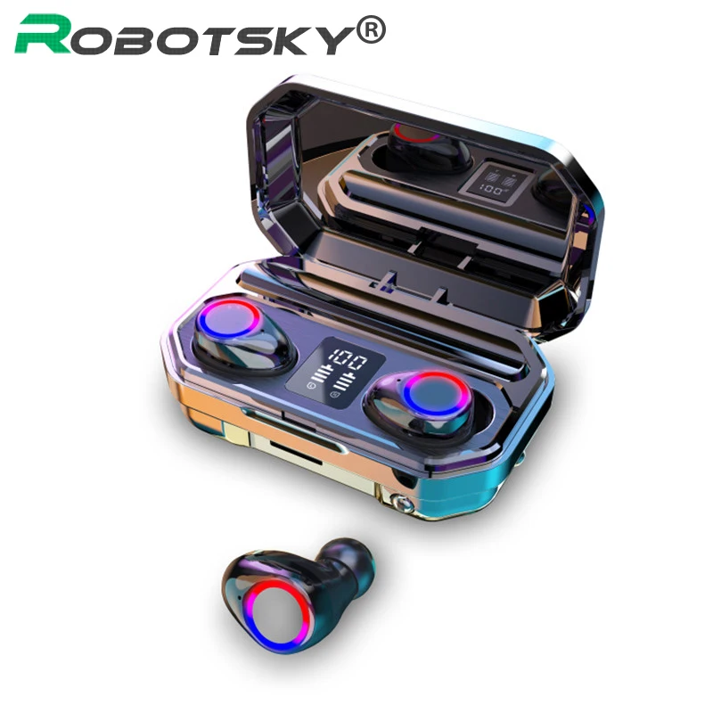 Bluetooth 5 0 Earphone Stereophonic Wireless Earbuds Sports Waterproof Headset Touch Control LED Power Display Headpone With Mic