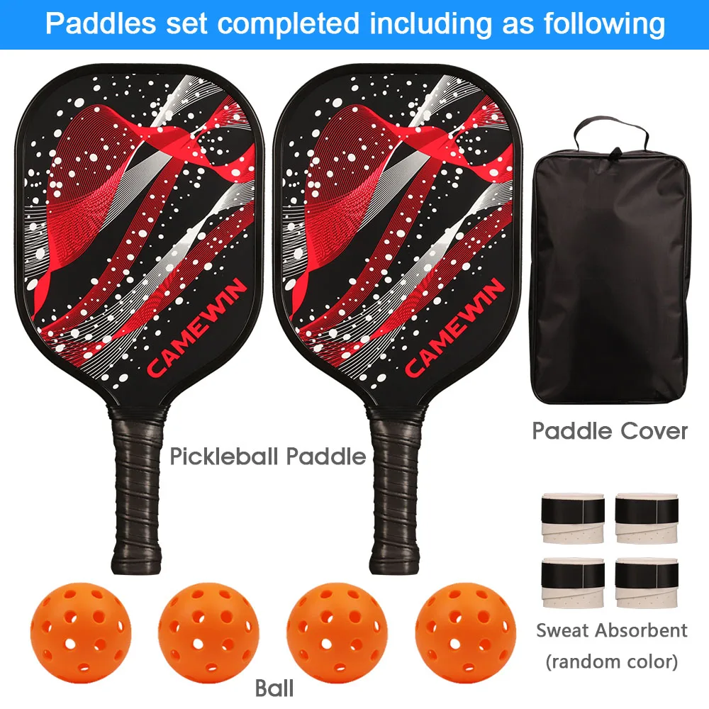 Pickleball Racket Set Carbon Fiber Composition PE Honeycomb Core (2 Pickleball Paddles+4 Balls+4 Sweat absorbent+1 Cover bag）