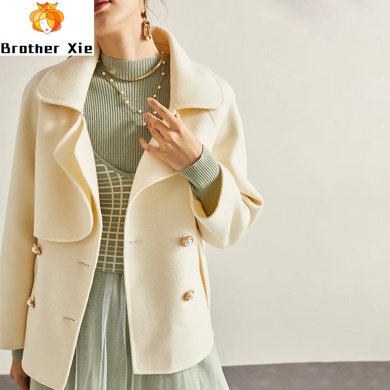 

100% Wool short double-sided woolen coat women's small figure 2020 new winter loose fashion high end woolen coat pure cashmere