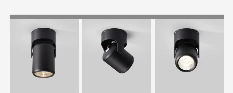 White Black Dimmable Rotating LED Downlights Surface Mounted Adjustment COB AC85-265V 8W 10W 12W 15W LED Ceiling Lamp Spot light