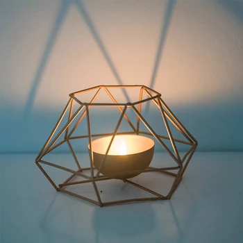 

Geometric Shape Exquisite Durable Home Decor Candle Holder Candlestick Ornaments Iron Structure Table Stand Romantic Props