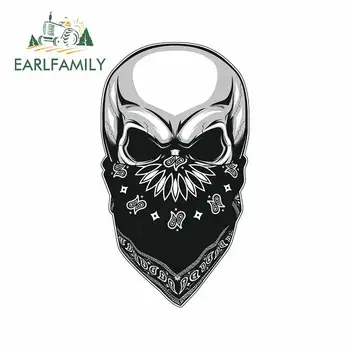 

EARLFAMILY 13cm x 7.3cm For Skull with Bandanna Funny Car Stickers Waterproof Decal Creative Vinyl Material Personality Decor