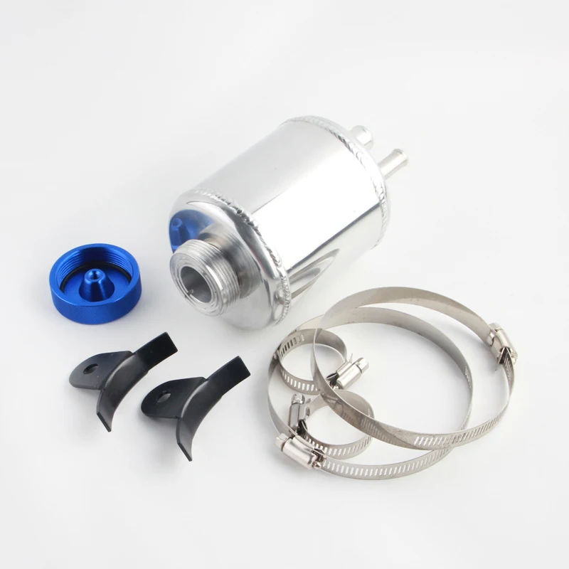 Universal Fuel Cell Racing Power Steering Tank Pump Aluminum Breather Tank FLUID RESERVOIR Tank With Brackets oct16