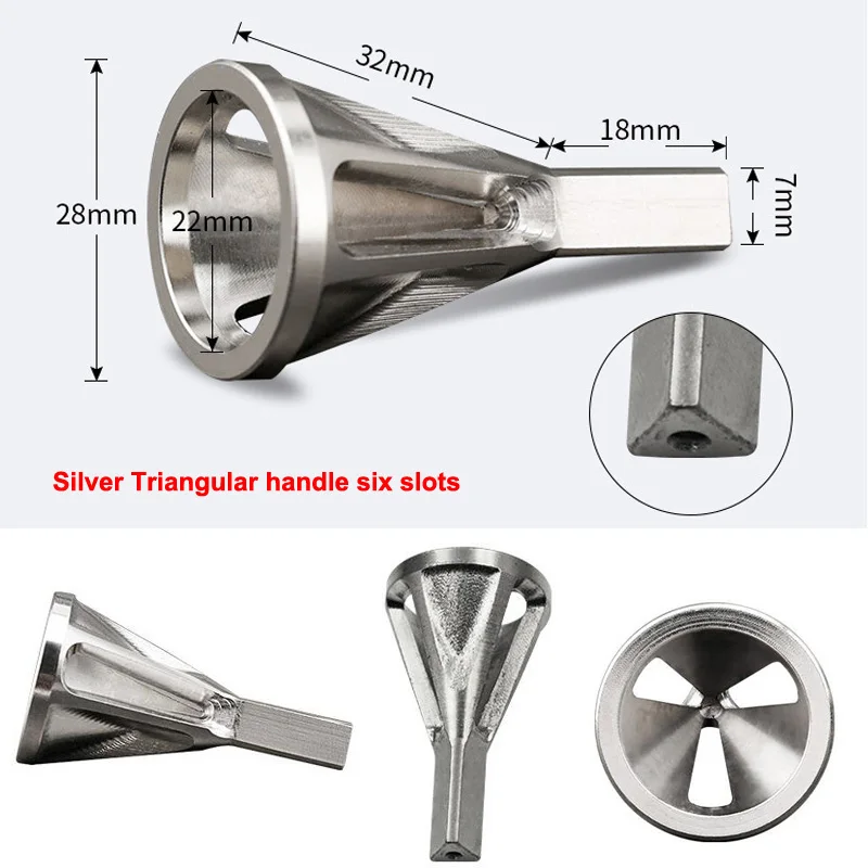 Deburring внешний инструмент сверла фаски удалить винт из нержавеющей стали Инструменты для ремонта автомобильных шин кофемолка - Color: Silver Triangular 1