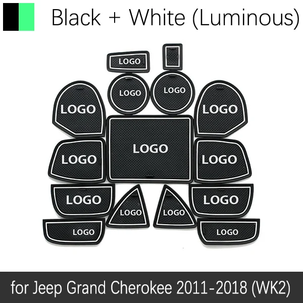 Противоскользящие резиновые чашки подушки двери паз коврик для Jeep Grand Cherokee WK2 2011~ 2013 аксессуары коврик для телефона - Название цвета: White Luminous