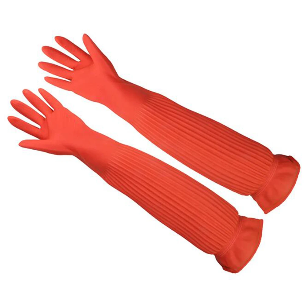 1 Pair of Cleaning Glove Long Cuff Gloves Rubber Glove for Dish Kitchen Aquarium 