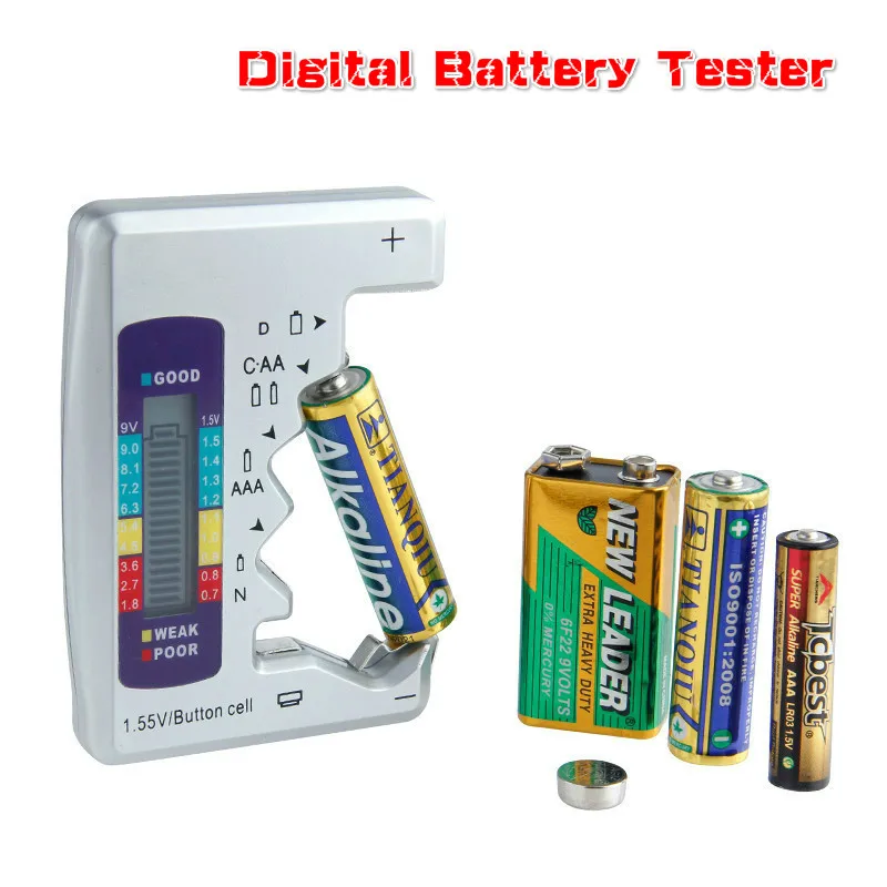 

Digital Battery Tester Checker Battery Capacity Tester For C/D/9V/AA/AAA/1.5V Lithium Battery Power Supply Measuring Instrument