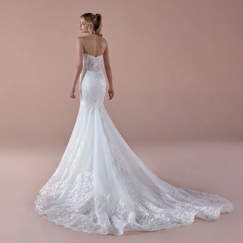 Alilove Mewmaid/v-образный вырез/белый/простой//стиль/большой размер/без спинки/свадебное платье без рукавов/кружево/для женщин/Люкс