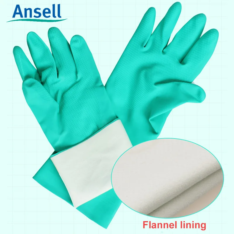 Ansell кислотно-щелочные защитные перчатки водонепроницаемые противоскользящие латексные перчатки Сертификация CE химия Лаборатория защита