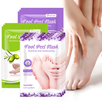 

PUTIMI 6pair Lavender Foot Mask for Legs Peel Dead Skin Exfoliating Foot Mask Socks for Pedicure Cracked Heels Foot Peeling Mask