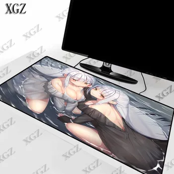 

XGZ Anime Girl Sexy Breast Locking Edge Large Rubber Lock Mouse Pad Waterproof Game Desk Mousepad Mat for CSGO Dota LOL XXL