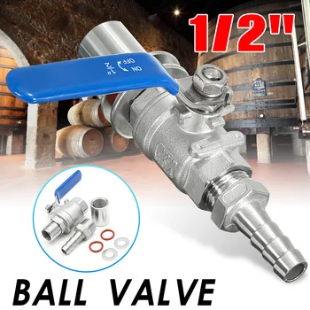 

1/2 Stainless Steel Weldless Compact Ball Valve Barb-Homebrew Beer Kettle Pot Brew Wine Faucet Bar Tools New