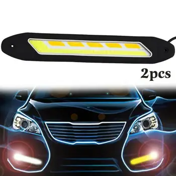 

12V Daytime Running Lights LED COB Auto White&amber Set Waterproof Car DRL Driving