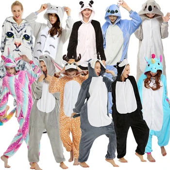 

Unicorn Onesies Totoro Kigurumi Pajamas for Women Animal Adults Winter Warm Sleepwear Panda Nightwear Anime Costumes Jumpsuit