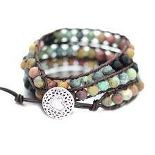 Color Bohemian Natural Stone Woven Bracelet Handmade Woven Leather Bracelet