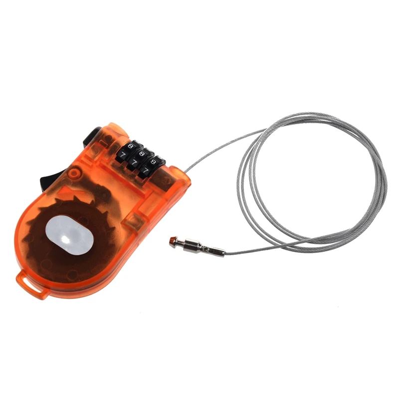 3 Feet Cable Lock Retractable Combination for Luggage Cycling- Orange