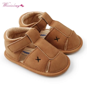 

WEIXINBUY Newborn Baby Boys Sandal Shoes PU Leather kids schoenen Soft Soled Infant Prewalker Sandal 0-18M