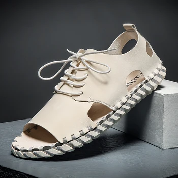 

Popular 2020 Mens Roman Sandals Designer Lacing Men Monk Sandals Fashion Pu Leather Casual Sneakers Wearable Man Beach Sandals