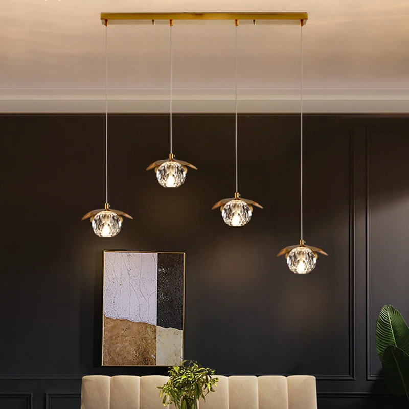 Скандинавские Хрустальные подвесные светильники для гостиной/столовой, современный декор, подвесной светильник, простой подвесной