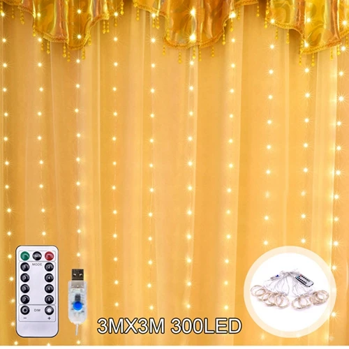 3MX3M 300LED FENGRISE светодиодный гирлянда, винтажные Свадебные украшения в деревенском стиле, украшение для свадьбы, дня рождения, вечеринки, домашний праздничный вечерние товары - Цвет: 3MX3M 300LED