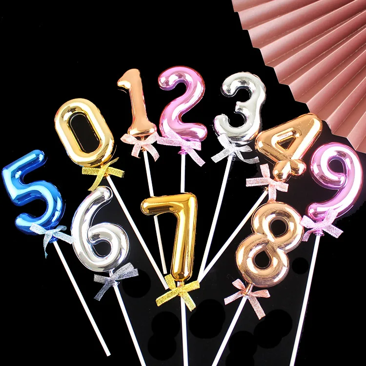 Creative Silver Cake Topper Rose Gold Number Cake Decor Unicorn 1 2 3 Birthday Cupcake Decor Happy Birthday Decor Kids Boy Girl