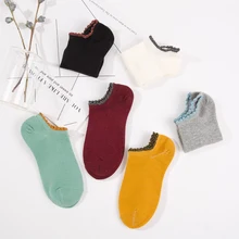 Новые модные однотонные носки из чистого хлопка на весну и осень, женские короткие носки-башмачки