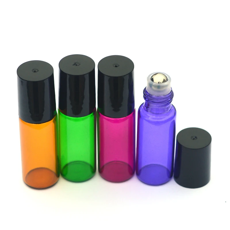 

1 шт 5 мл стеклянные бутылочки с роликом Ароматные Духи Эфирное масло пустой кувшин 5CC, Накручивающийся депилятор, черный Пластик Кепки пробирки