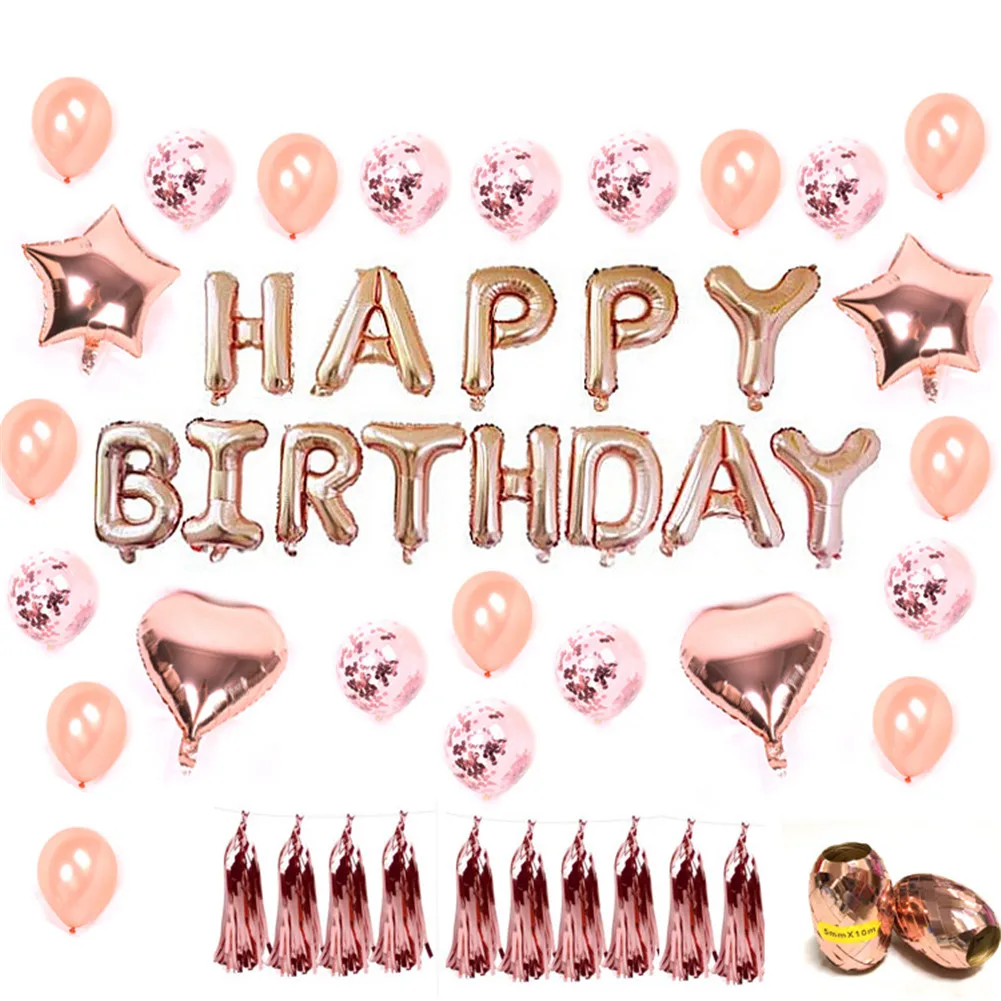 Birthday tassel cour 1 компл. День Рождения шар Золотая Роза День рождения декоративный шар вечерние принадлежности OCT998 - Цвет: Birthday tassel cour