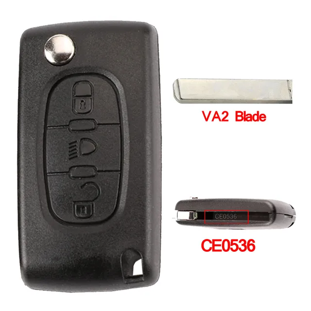 Jingyuqin Remote Flip Car Key Shell For Peugeot 206 408 1/2/3/4/5/6/807 Partner Citroen C1/2/3/4/5/6/7/8 Xsara Picasso CE0523/36 3B Lamp VA2 CE0536