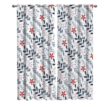 

Christmas-Themed Holly Pattern In White Blackout Window Curtains Living Room Curtain Kitchen Blackout Curtains