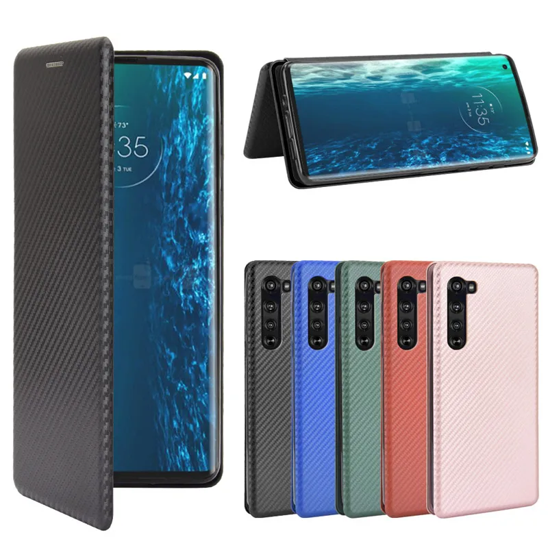 Чехол для Motorola Moto Edge Модный чехол из углеродного волокна ПК жесткий держатель